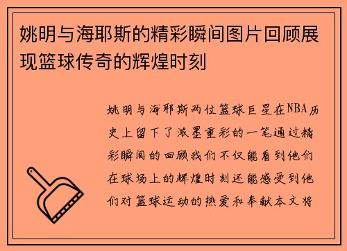 姚明与海耶斯的精彩瞬间图片回顾展现篮球传奇的辉煌时刻